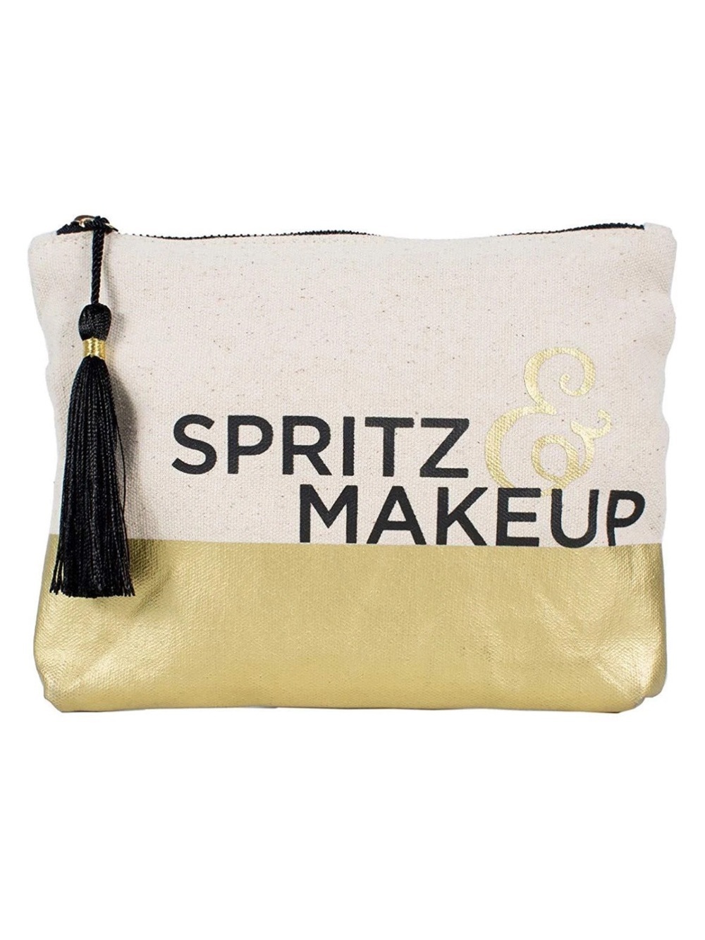 Poo-Pourri Canvas Cosmetic Pouch in Gold and Cream